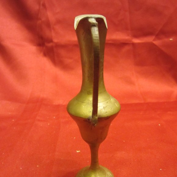 VTG 80'S SMALL BRASS DECORATIVE PITCHER, W/ETCHINGS - Picture 2 of 6
